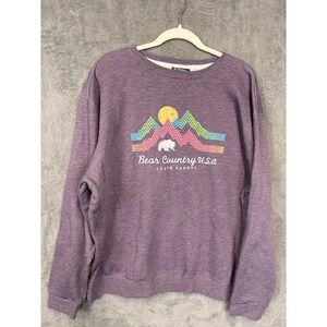 Lone Rock Bear Country USA South Dakota‎ Purple Graphic Sweatshirt XL Womens